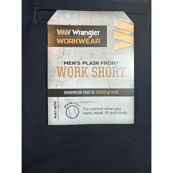Wrangler Workwear Mens Size 34x12 Shorts Gusset Inseam Navy Flat Front - Picture 4 of 5